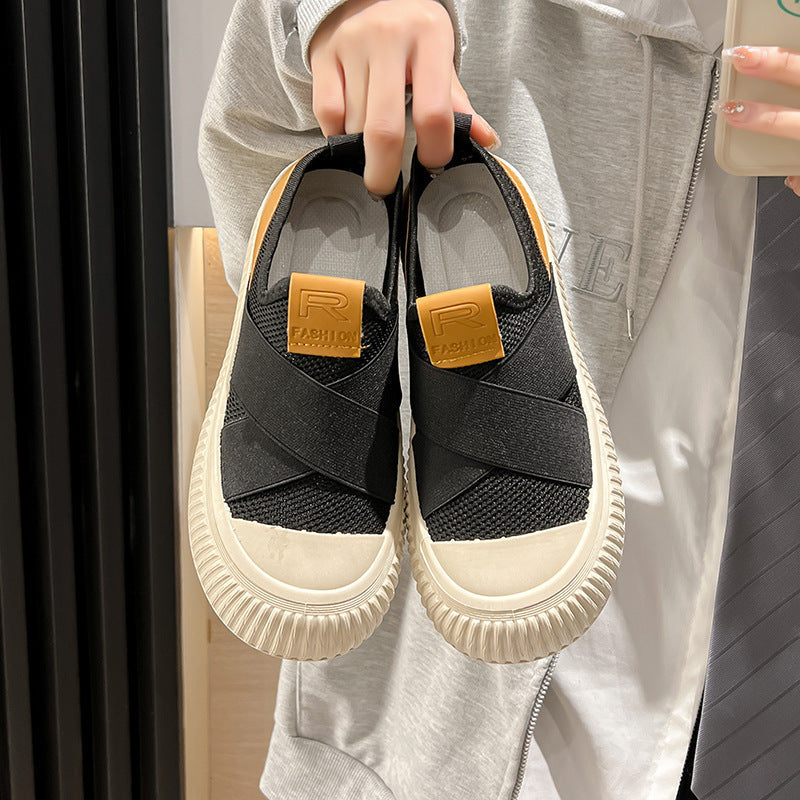 Damen Bequeme Slip-On Sneakers mit elastischem Obermaterial und modischer Gummi-Sohle R&B