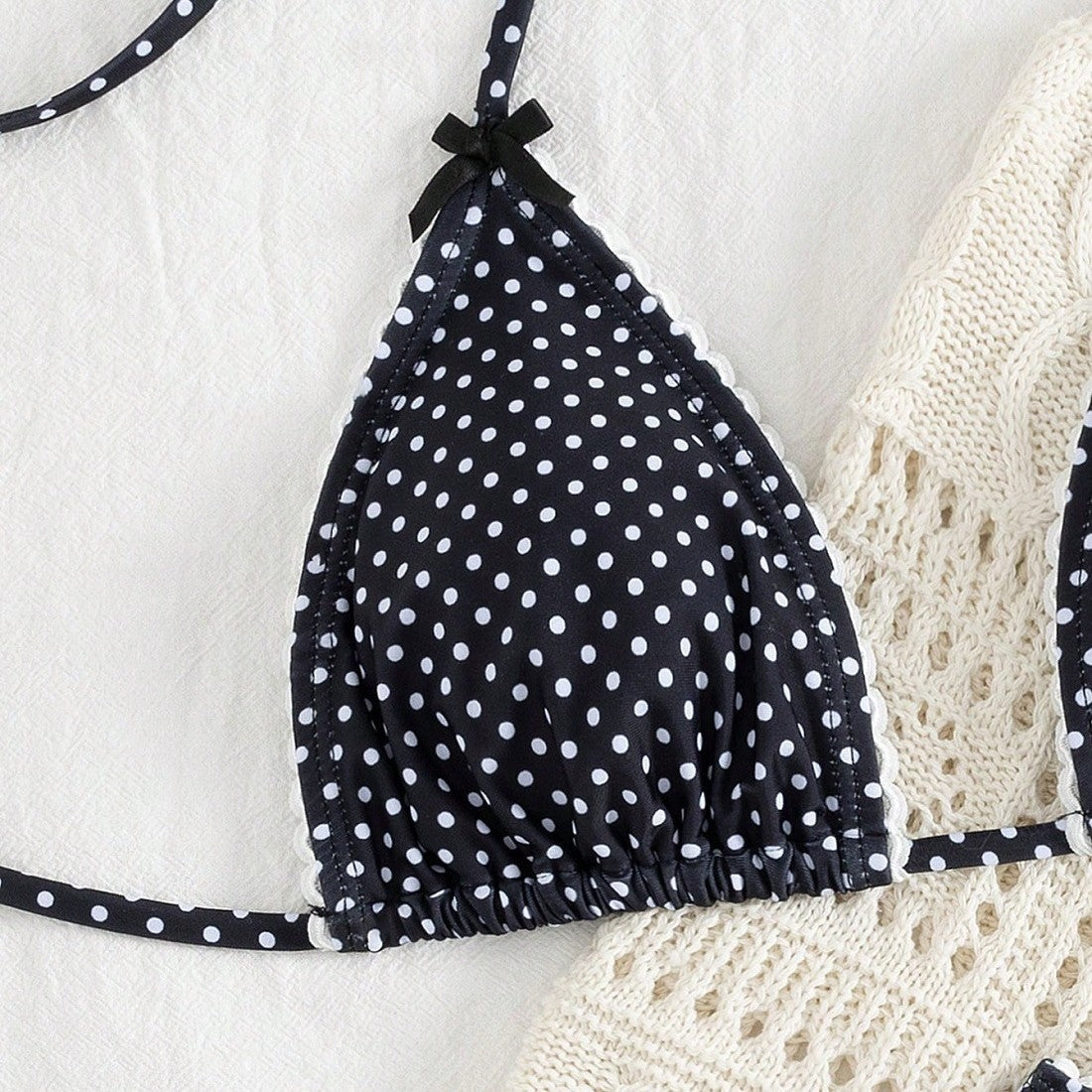 Damen Triangel-Bikini-Set mit verspielten Punkten