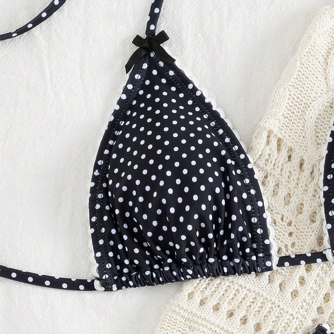 Damen Triangel-Bikini-Set mit verspielten Punkten R&B