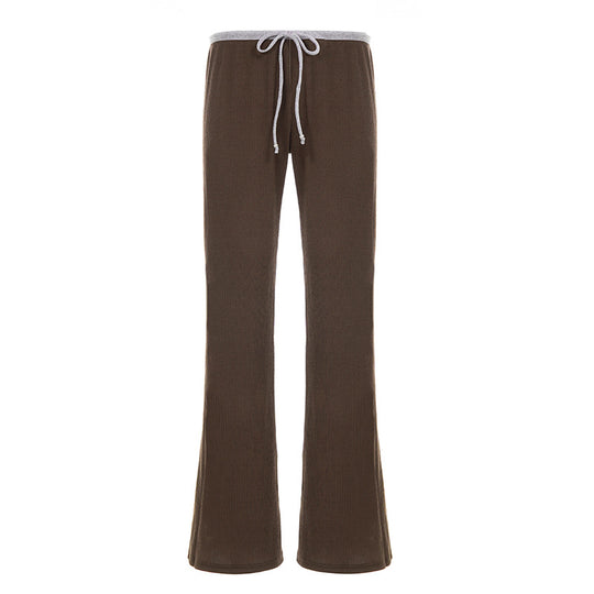 Damen Flared-Loungehose mit elastischem Bund und Bindebändern R&B