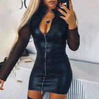 Damen figurbetontes Kleid mit transparenten Ärmeln R&B