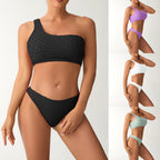 Damen Einseitiger Bandeau-Bikini mit strukturierter Oberfläche R&B
