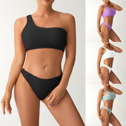 Damen Einseitiger Bandeau-Bikini mit strukturierter Oberfläche R&B