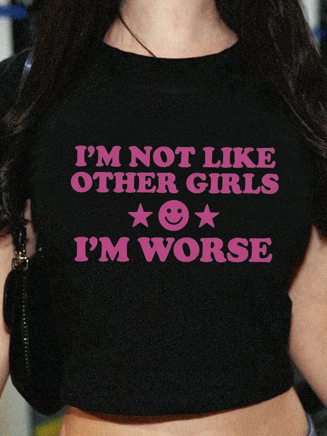 Damen Crop-T-Shirt mit inspirierendem Statementdruck R&B