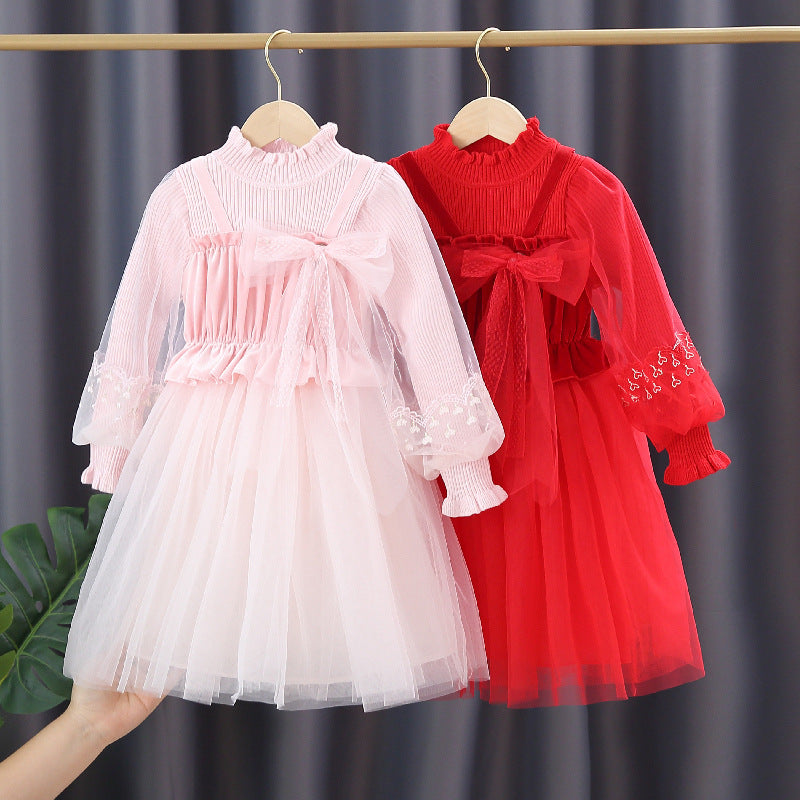 Mädchen festliches Tüllkleid mit Spitzen-Details R&B
