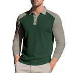 Herren Langarm-Polohemd mit sportlichem Stehkragen und atmungsaktiven Einsätzen R&B
