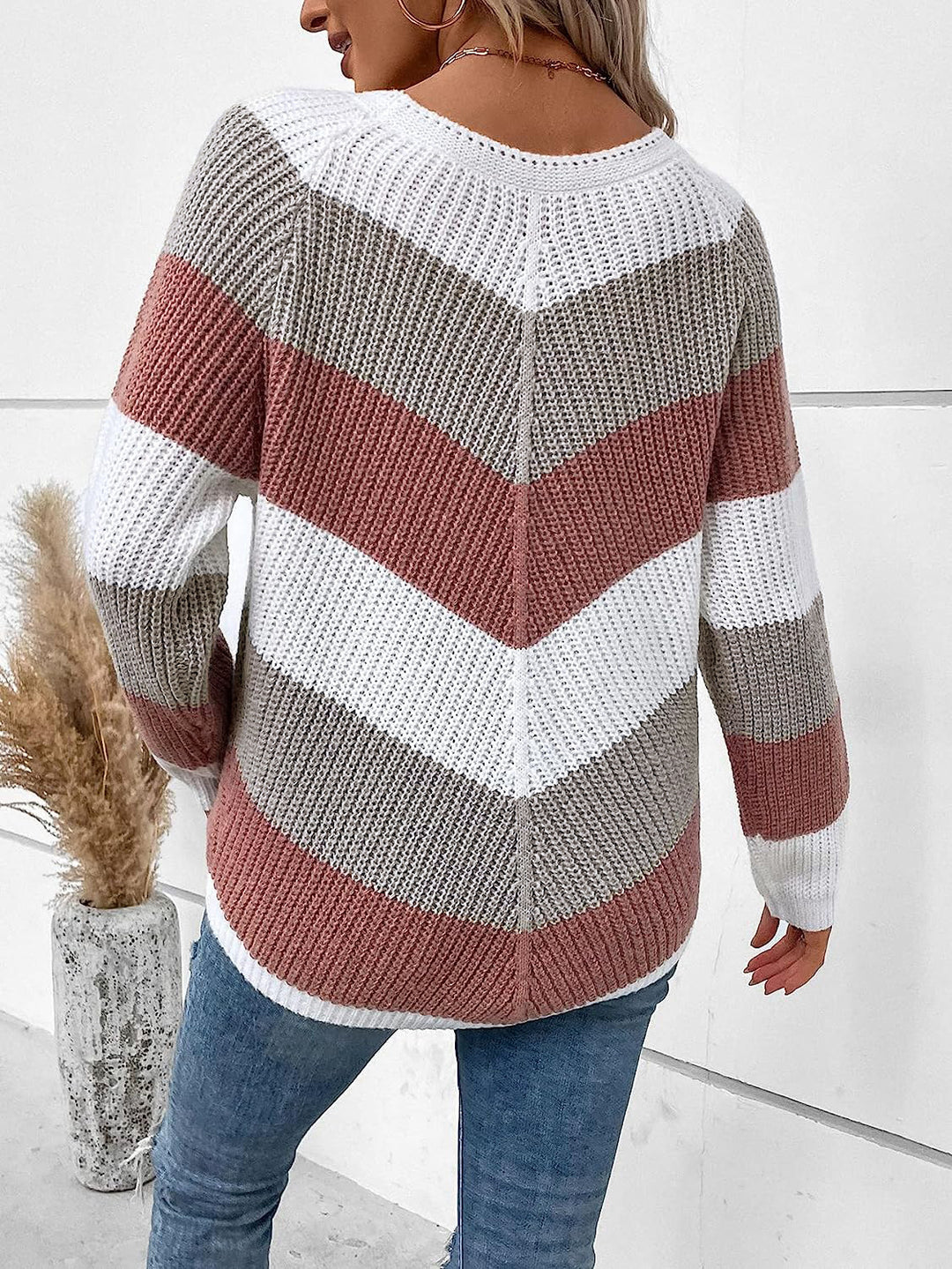 Damen Gemusterter Strickpullover im lässigen Stil R&B