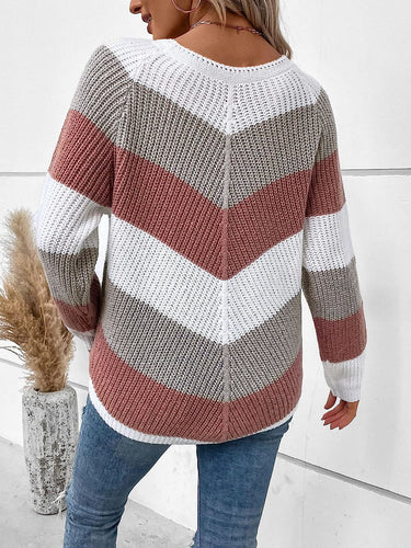 Damen Gemusterter Strickpullover im lässigen Stil R&B