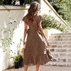Damen Wickelkleid mit Punkten und fließendem Schnitt R&B