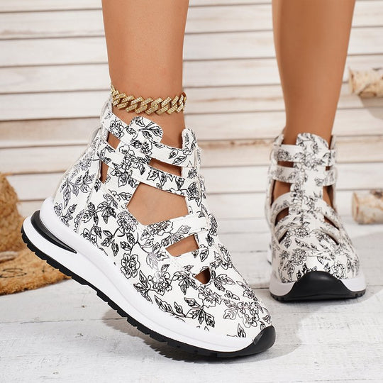Damen Sportliche Freizeitschuhe mit floralem Design und rutschfester Sohle R&B