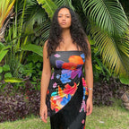 Damen Cocktailkleid mit raffinierten Fransen und floralem Print R&B