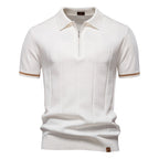 Herren Polohemd mit kurzer Knopfleiste und strukturiertem Design