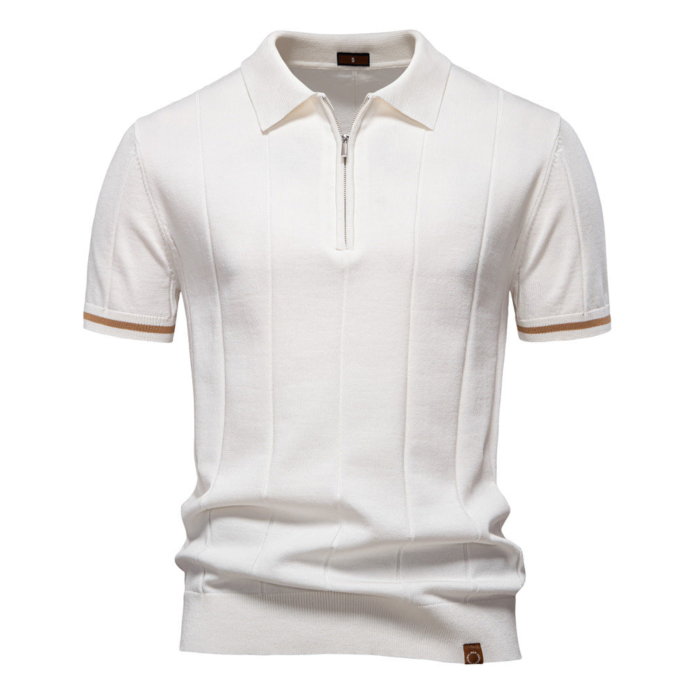 Herren Polohemd mit kurzer Knopfleiste und strukturiertem Design