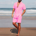 Herren lässiges Kurzarmhemd und Shorts Set R&B