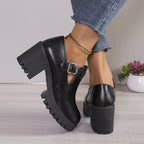 Damen Chunky Heels mit trendiger Schnalle und rutschfester Sohle R&B