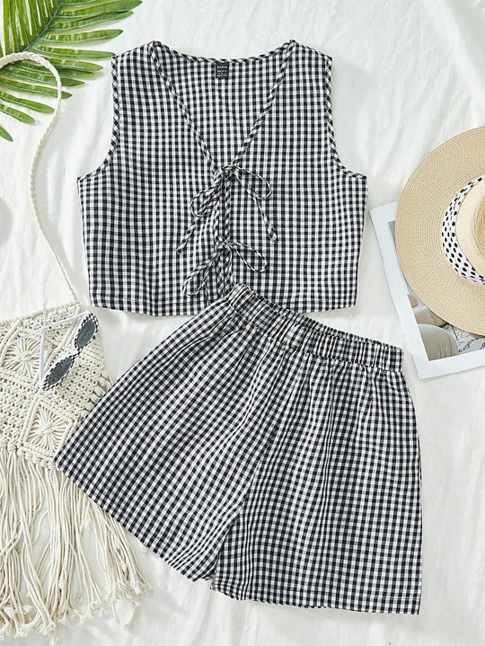 Damen Crop-Top und Shorts Set R&B