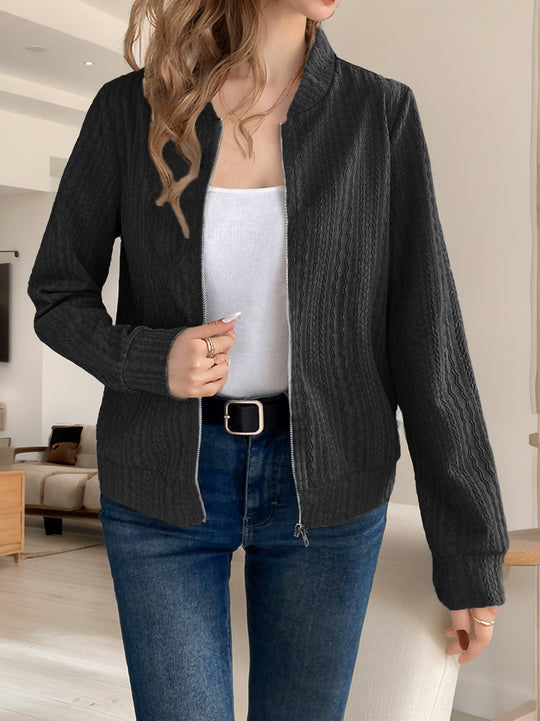 Damen Strickjacke mit Reißverschluss und strukturiertem Design R&B