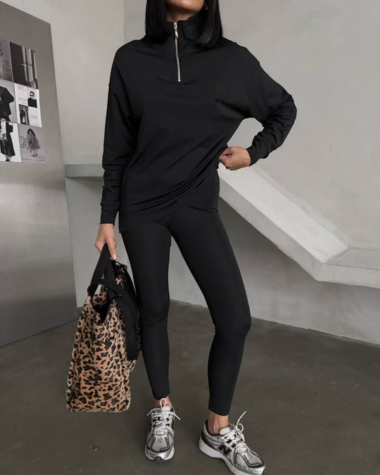 Damen Sportlicher Hoodie mit Stehkragen R&B