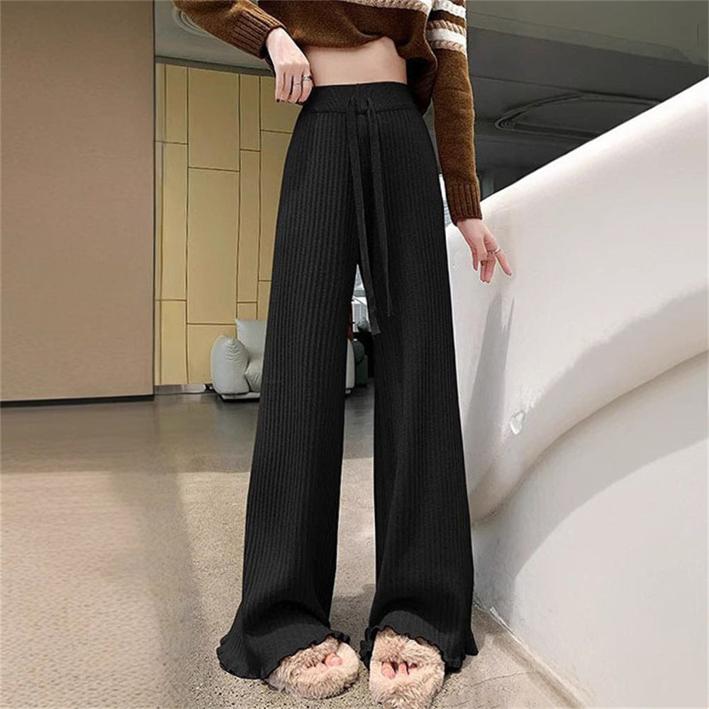 Damen Fließende Strickhose mit weichem Material und elegantem Saum R&B