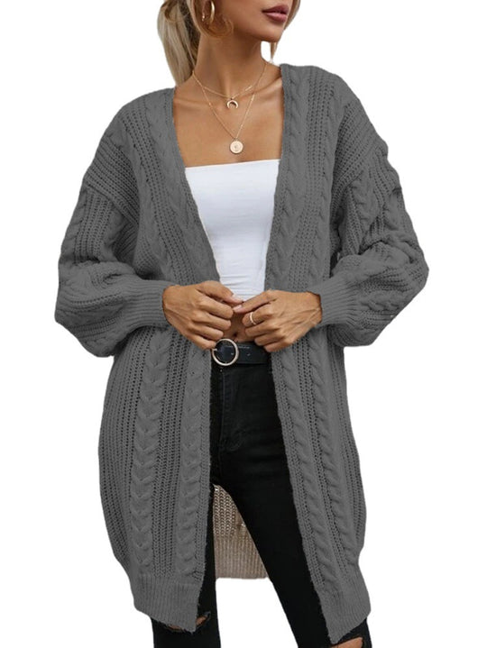 Damen Grobstrickjacke mit tiefem V-Ausschnitt und lässigem Schnitt R&B