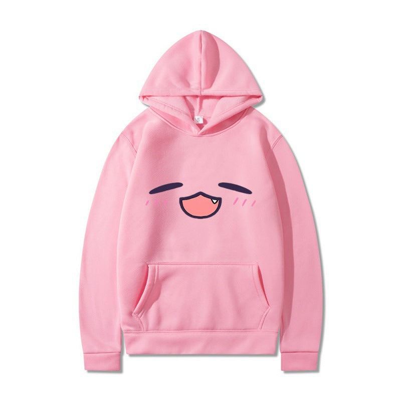 Damen Kapuzenpullover mit fröhlichem Cartoon-Gesicht und bequemer Passform R&B