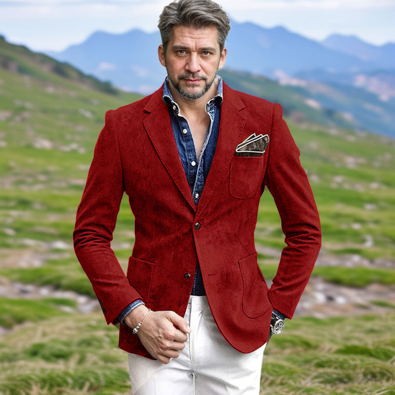 Herren Samt-Blazer mit eleganter Schnittführung R&B