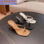 Damen Zehenstegsandalen mit elegantem Riemendesign und komfortablem Blockabsatz R&B