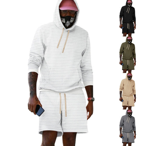 Herren Sportiv gestepptes Hoodie- und Shorts-Set R&B