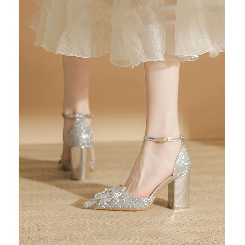 Damen elegante High Heels mit funkelndem Schleifendesign R&B