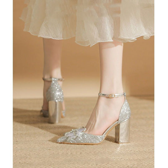 Damen elegante High Heels mit funkelndem Schleifendesign R&B
