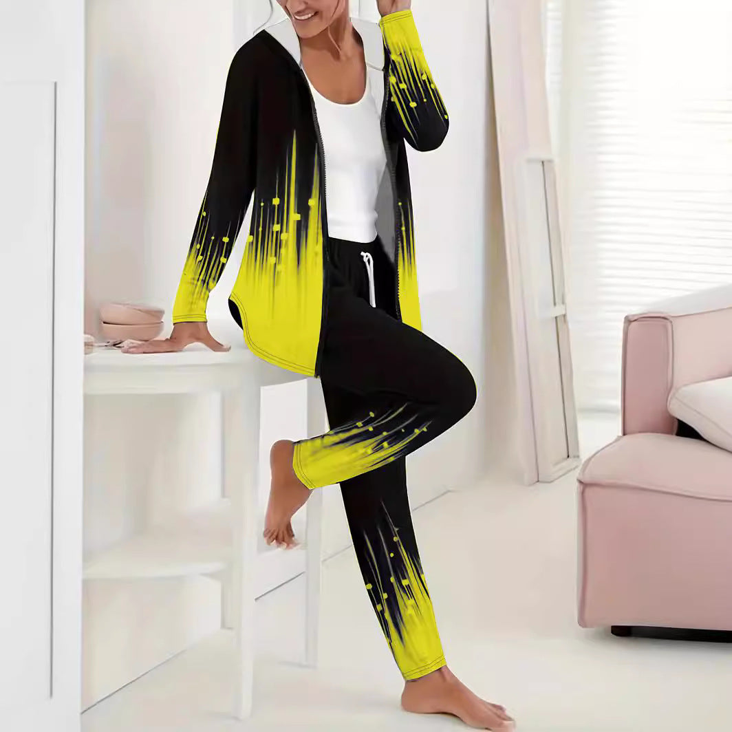 Damen Sportliches Lounge-Set mit modernem Farbverlauf und praktischer Kapuze R&B