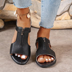 Damen Sandalen mit Reißverschluss und komfortablem Fußbett R&B