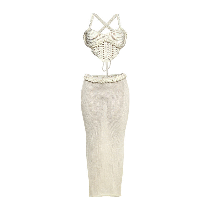 Damen Strickoberteil und Maxi-Rock Set R&B
