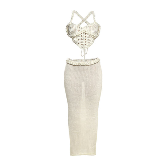 Damen Strickoberteil und Maxi-Rock Set R&B