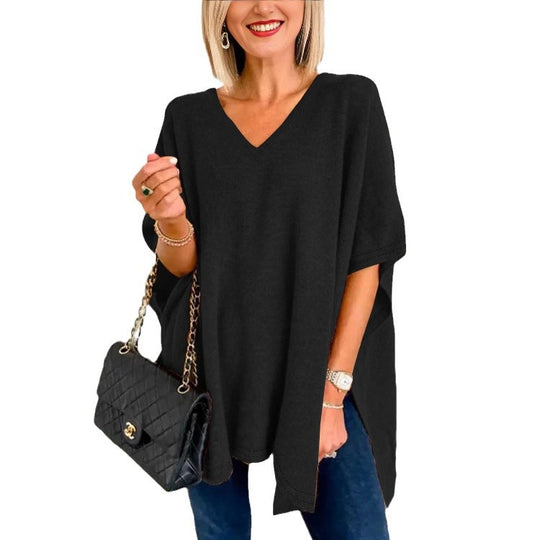 Damen V-Ausschnitt Oversized-Tunika R&B