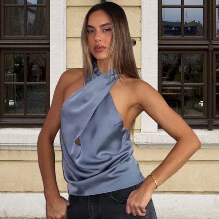 Damen Elegantes Chiffon-Oberteil mit asymmetrischem Schnitt R&B