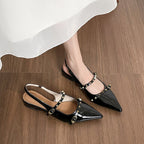 Damen elegante Slingback-Pumps mit modischem Riemendesign und glänzendem Akzent