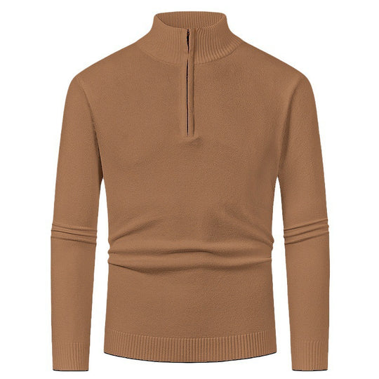Herren Strickpullover mit hohem Kragen und halbem Reißverschluss R&B