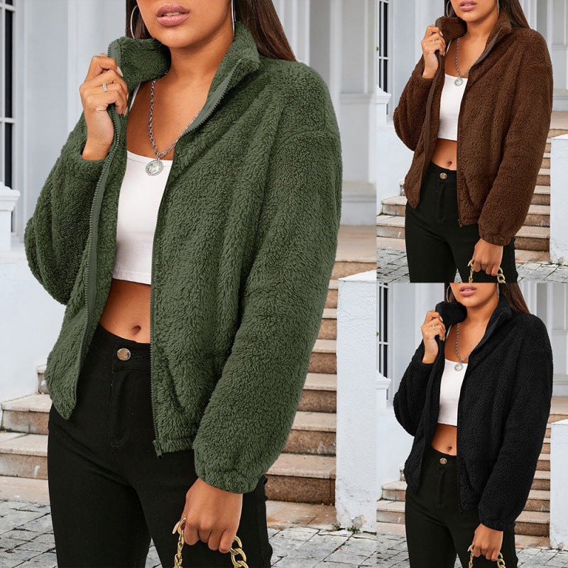 Damen Kuschelige Fleecejacke mit hohem Kragen und Reißverschluss R&B