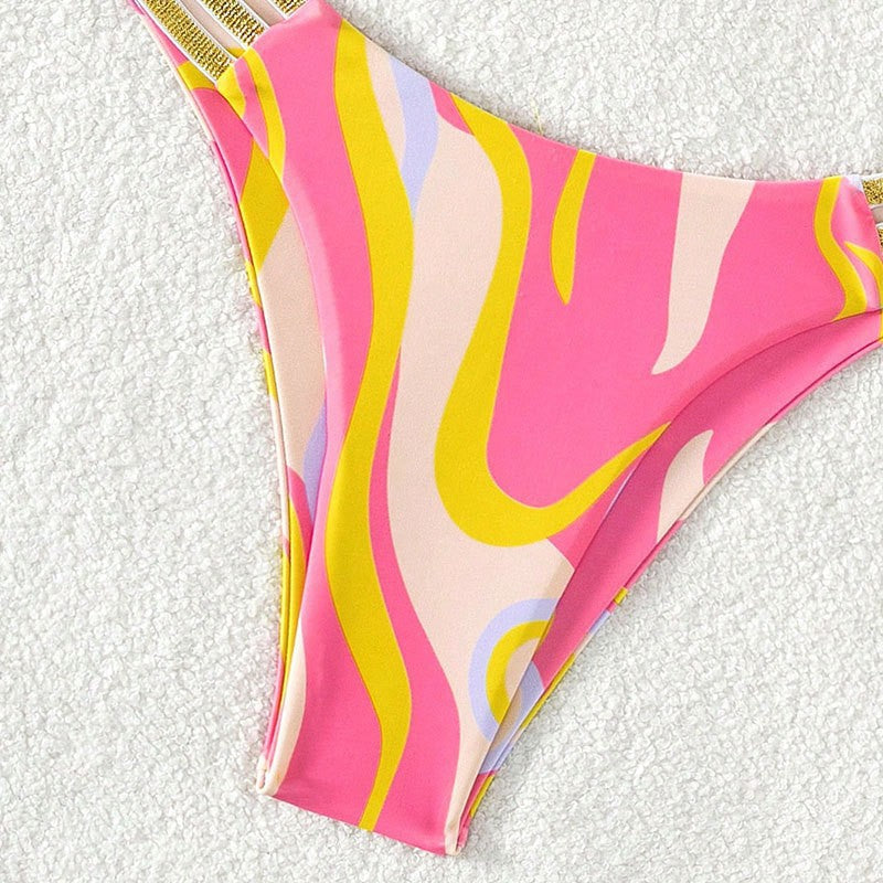 Damen Triangel-Bikini mit dekorativem Rüschendetail und hoch geschnittenem Slip R&B
