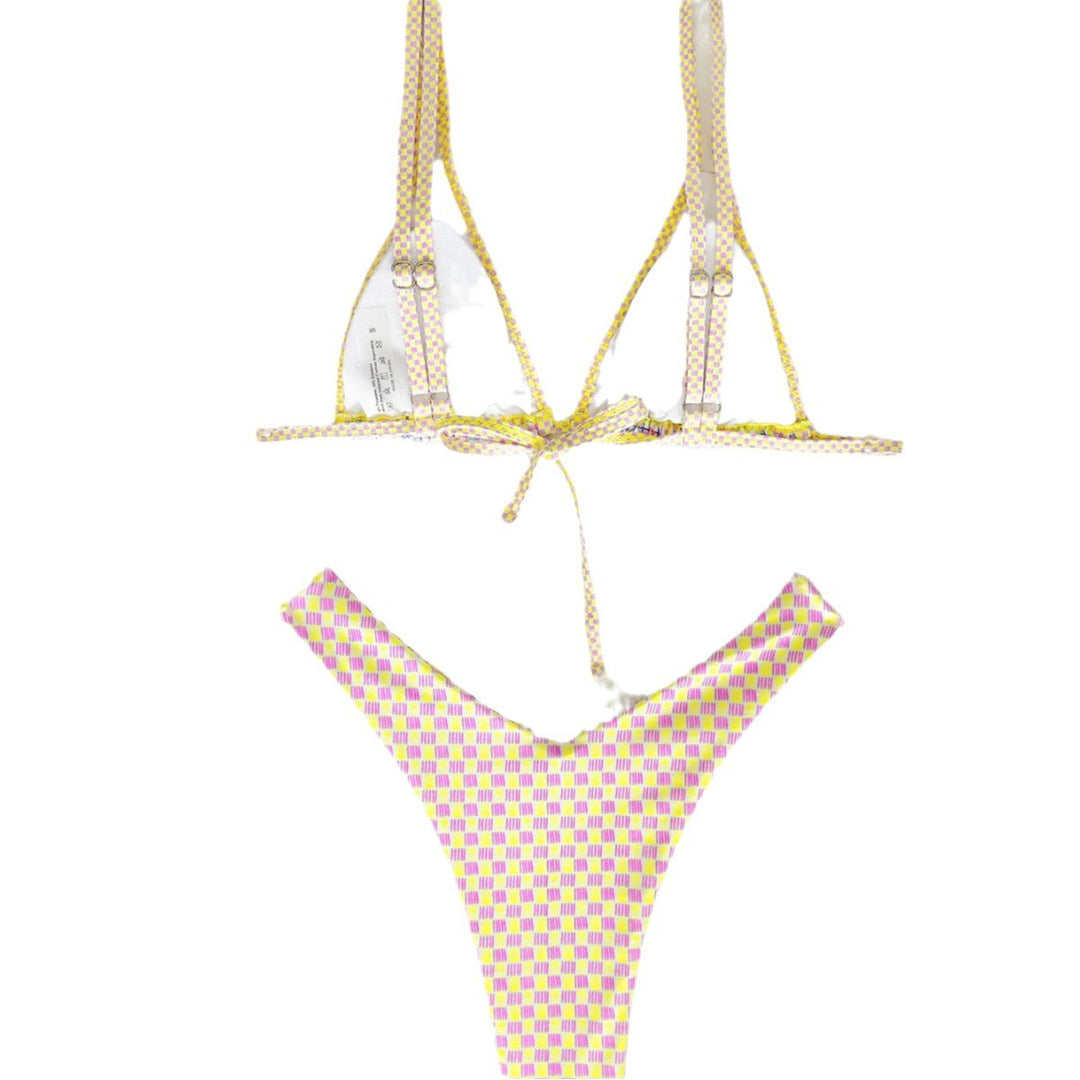 Damen Triangel-Bikini mit buntem Patchwork-Muster R&B