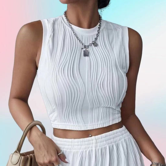 Damen Figurbetontes Crop-Top mit strukturiertem Design R&B