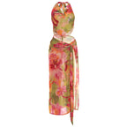 Damen florales Wickelkleid mit glamourösen Fransen und tiefem V-Ausschnitt R&B