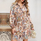 Damen Hemdblusenkleid mit Paisleymuster und Bindedetail R&B