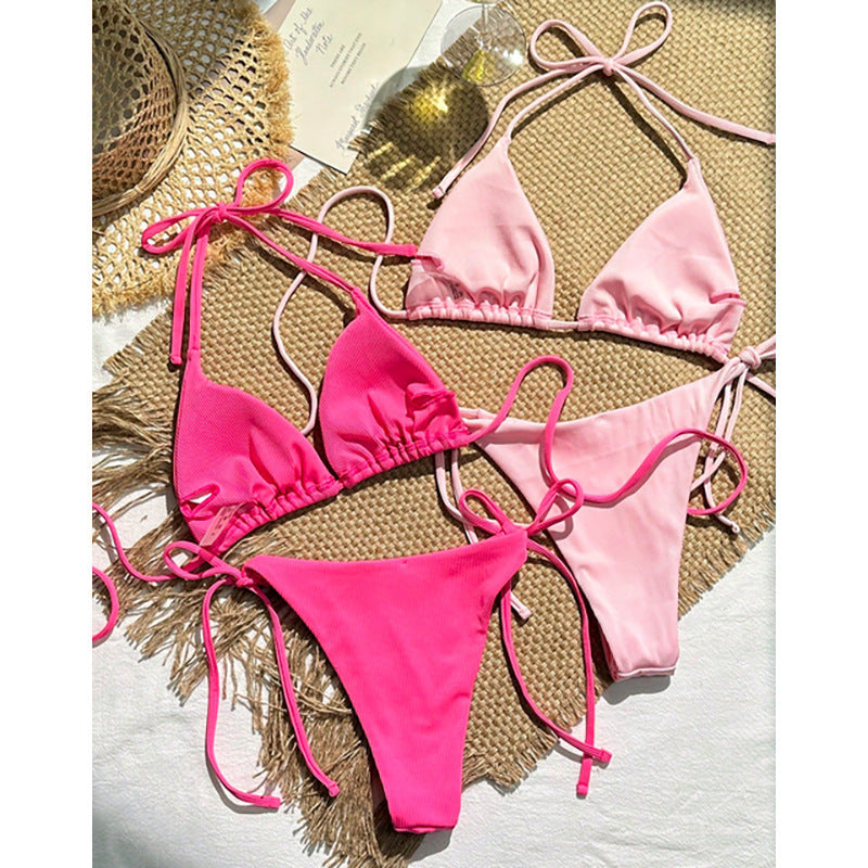 Damen Triangel-Bikini mit modischen Bindändern