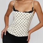 Damen Polka Dots Bustier-Top mit Spitzenakzenten EB