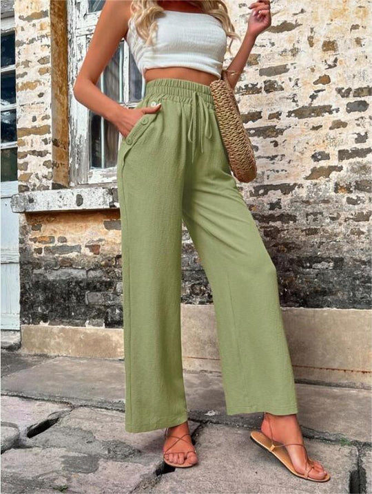 Damen Elegante Freizeit-Hosen mit elastischem Bund und seitlichen Taschen R&B