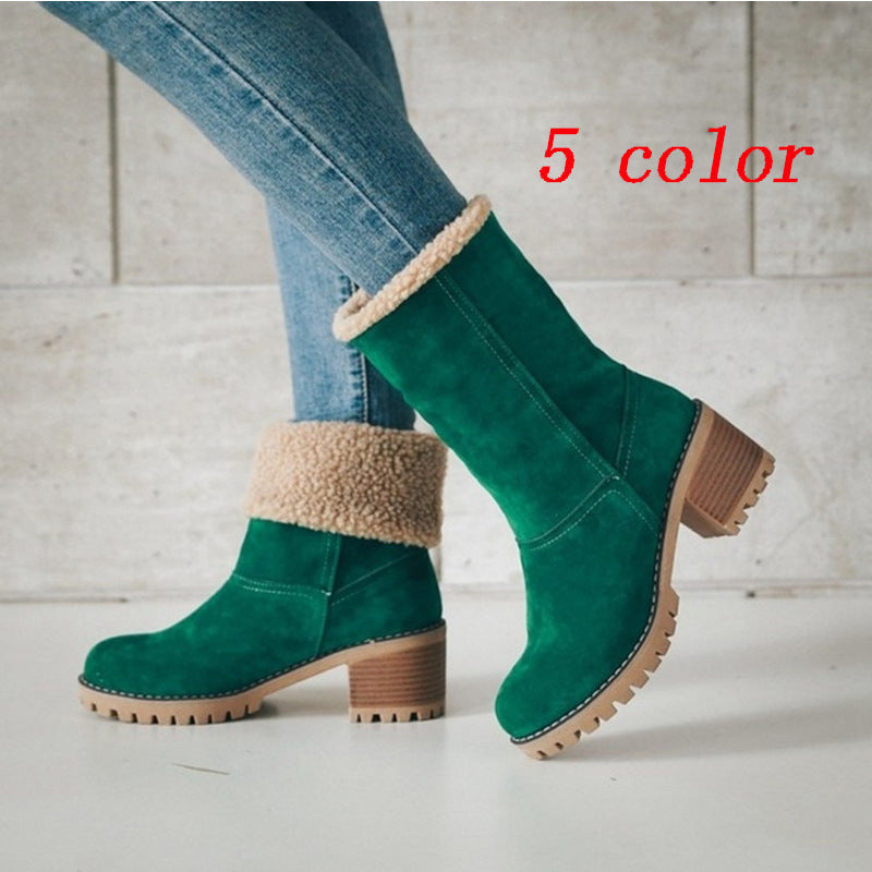 Damen Winterstiefel mit kuscheligem Kunstfellkragen und robustem Sohlenprofil R&B