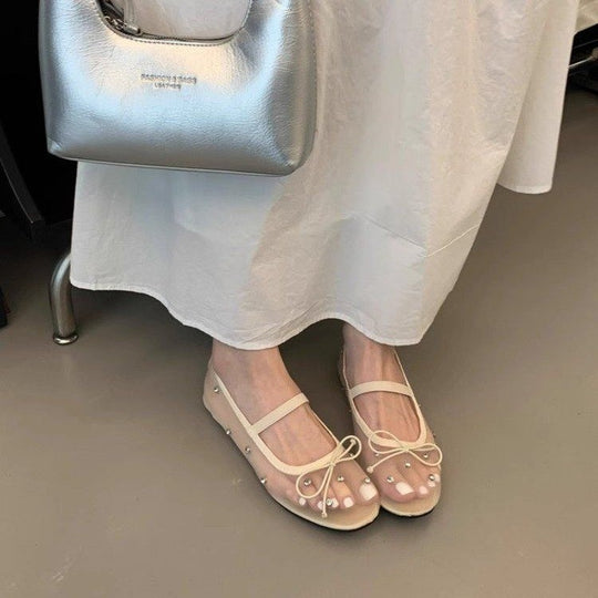 Damen Ballerinas mit zartem Schleifen-Design und Perlverzierung R&B