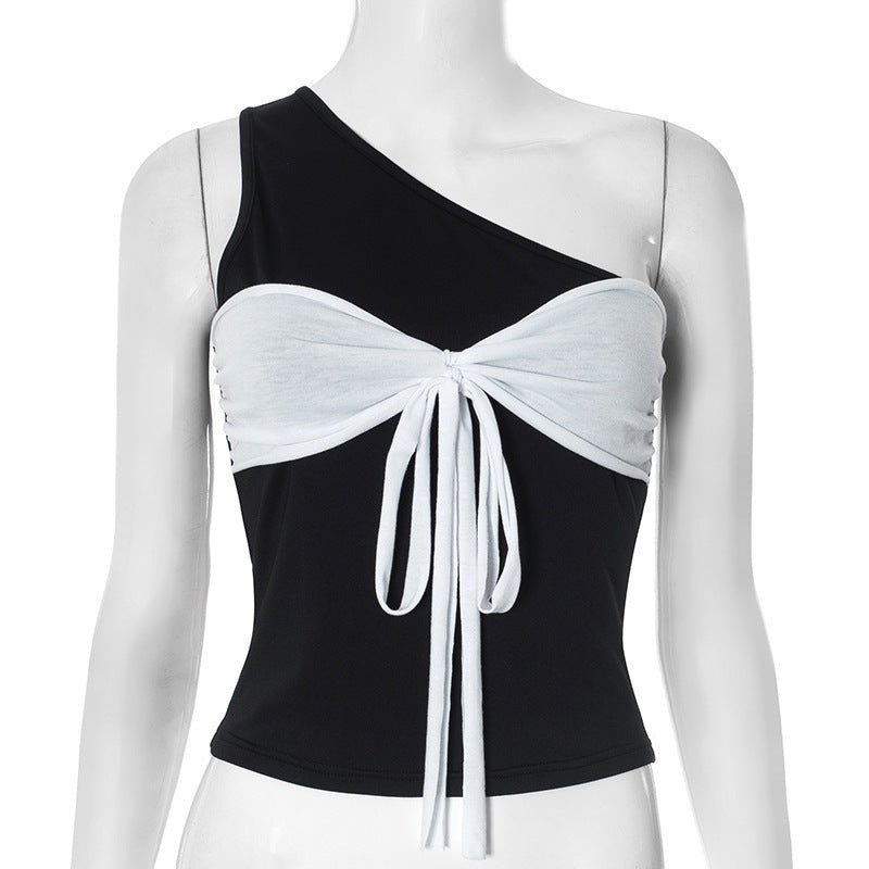 Damen asymmetrisches Crop-Top mit eleganten Wickeldetails R&B